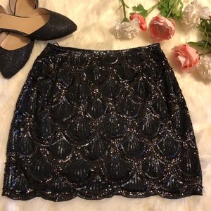 Tobi Black Sequin Scalloped Skirt